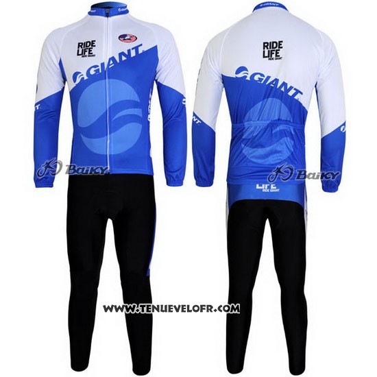2011 Maillot Ciclismo Giant Bleu et Blanc Manches Longues et Cuissard