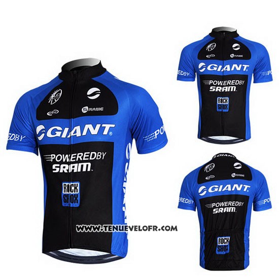 2011 Maillot Ciclismo Giant Bleu et Noir Manches Courtes et Cuissard