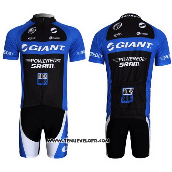 2011 Maillot Ciclismo Giant Bleu et Noir Manches Courtes et Cuissard