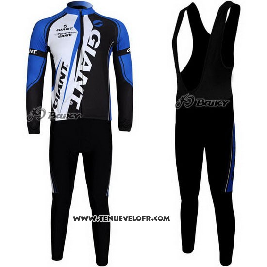 2011 Maillot Ciclismo Giant Noir Bleu Manches Longues et Cuissard