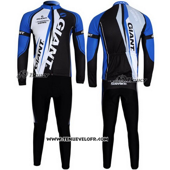 2011 Maillot Ciclismo Giant Noir Bleu Manches Longues et Cuissard