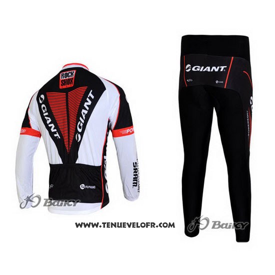 2011 Maillot Ciclismo Giant Noir et Blanc Manches Longues et Cuissard