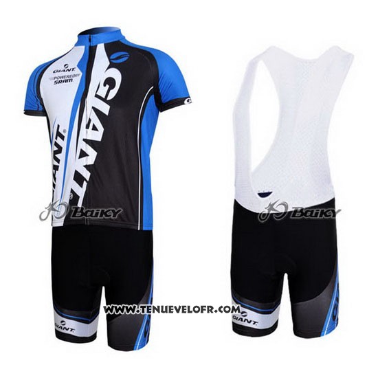 2011 Maillot Ciclismo Giant Noir et Bleu Manches Courtes et Cuissard