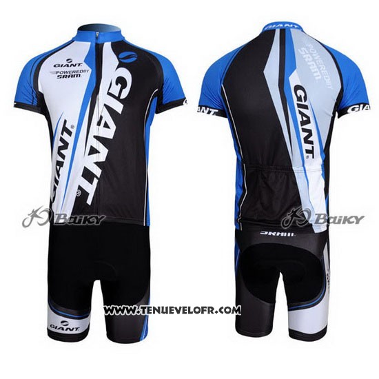 2011 Maillot Ciclismo Giant Noir et Bleu Manches Courtes et Cuissard