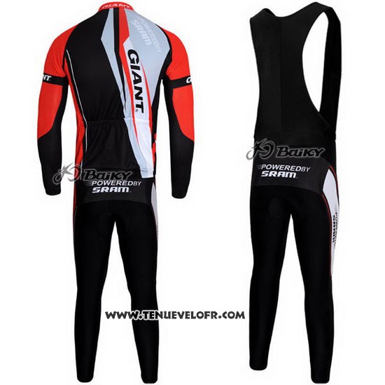 2011 Maillot Ciclismo Giant Rouge et Noir Manches Longues et Cuissard