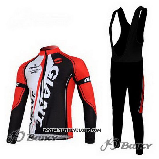 2011 Maillot Ciclismo Giant Rouge et Noir Manches Longues et Cuissard