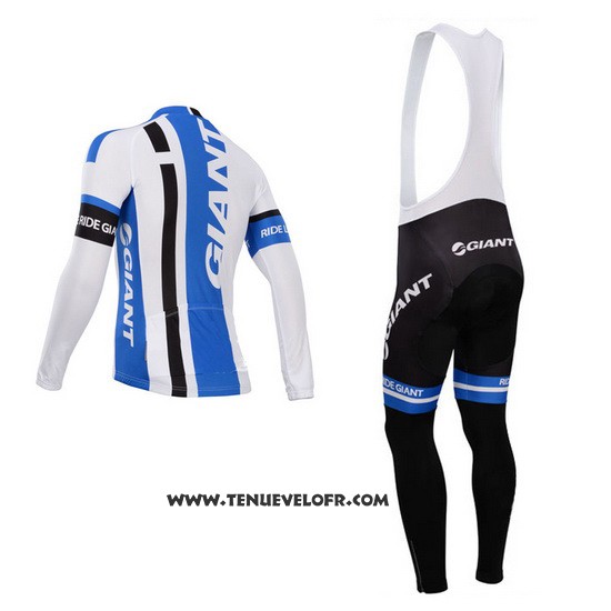 2014 Maillot Ciclismo Giant Blanc et Azur Manches Longues et Cuissard