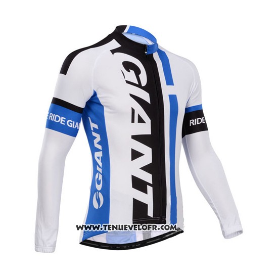 2014 Maillot Ciclismo Giant Blanc et Azur Manches Longues et Cuissard