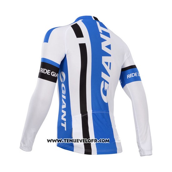 2014 Maillot Ciclismo Giant Blanc et Azur Manches Longues et Cuissard