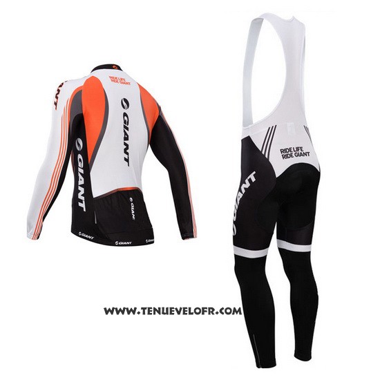 2014 Maillot Ciclismo Giant Blanc et Noir Manches Longues et Cuissard