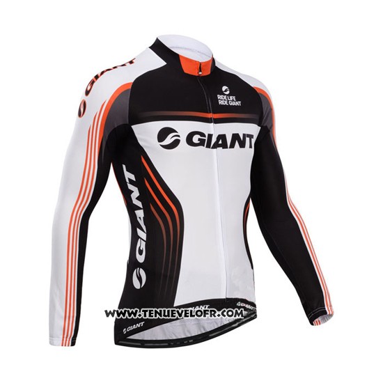 2014 Maillot Ciclismo Giant Blanc et Noir Manches Longues et Cuissard