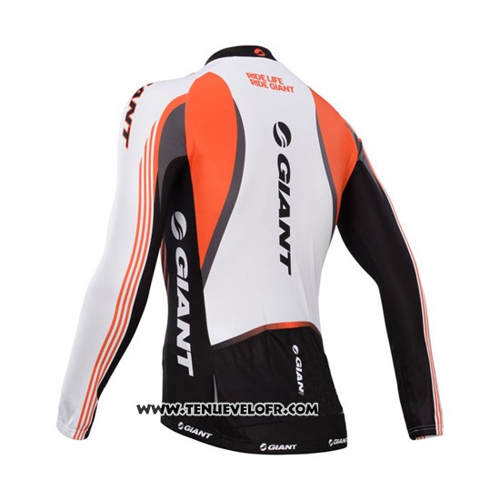 2014 Maillot Ciclismo Giant Blanc et Noir Manches Longues et Cuissard