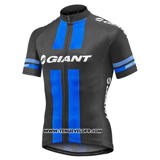 2016 Maillot Ciclismo Giant Noir et Bleu Manches Courtes et Cuissard