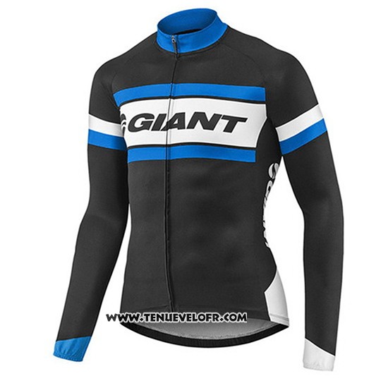 2017 Maillot Ciclismo Giant Bleu et Noir Manches Longues et Cuissard