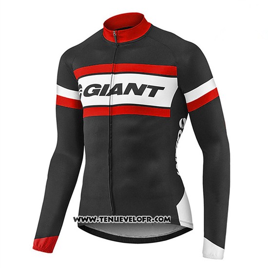 2017 Maillot Ciclismo Giant Rouge et Noir Manches Longues et Cuissard