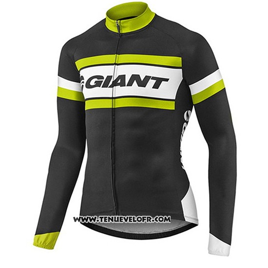 2017 Maillot Ciclismo Giant Vert et Noir Manches Longues et Cuissard