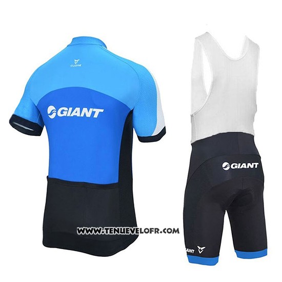 2018 Maillot Ciclismo Giant Club Sport Bleu et Noir Manches Courtes et Cuissard