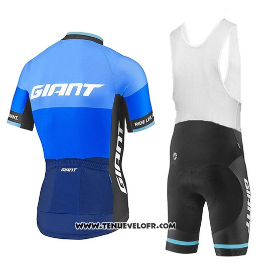 2018 Maillot Ciclismo Giant Elevate Bleu Manches Courtes et Cuissard