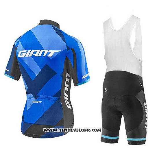 2018 Maillot Ciclismo Giant Elevate Bleu et Noir Manches Courtes et Cuissard