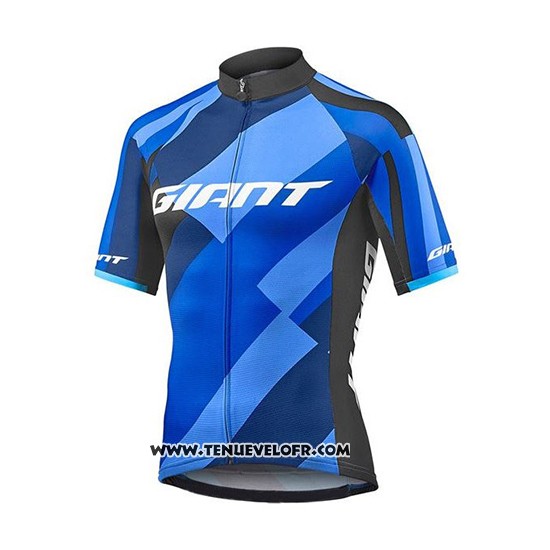 2018 Maillot Ciclismo Giant Elevate Bleu et Noir Manches Courtes et Cuissard