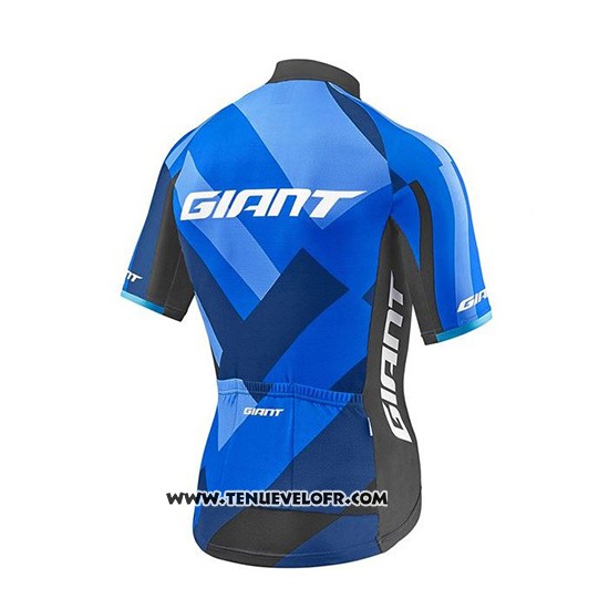 2018 Maillot Ciclismo Giant Elevate Bleu et Noir Manches Courtes et Cuissard