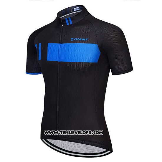 2018 Maillot Ciclismo Giant Noir et Bleu Manches Courtes et Cuissard