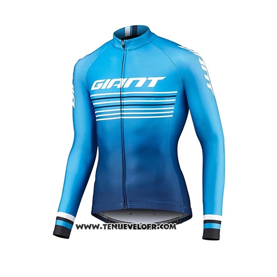2019 Maillot Ciclismo Giant Race Day Bleu Manches Longues et Cuissard