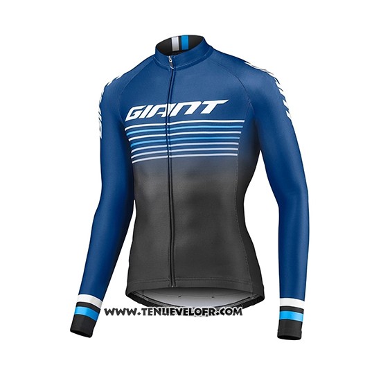 2019 Maillot Ciclismo Giant Race Day Bleu Noir Manches Longues et Cuissard