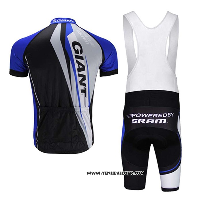 2021 Maillot Cyclisme Giant Noir Bleu Manches Courtes et Cuissard