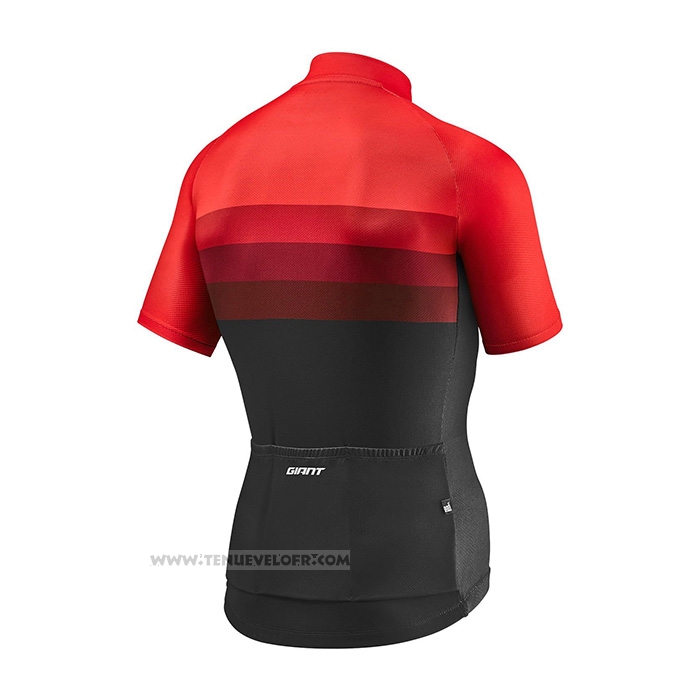 2021 Maillot Cyclisme Giant Noir Rouge Manches Courtes et Cuissard