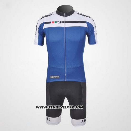 2011 Maillot Ciclismo Giordana Blanc et Bleu Manches Courtes et Cuissard