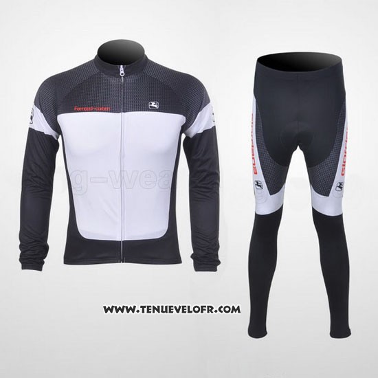 2011 Maillot Ciclismo Giordana Blanc et Noir Manches Longues et Cuissard