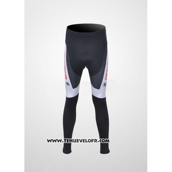 2011 Maillot Ciclismo Giordana Blanc et Noir Manches Longues et Cuissard