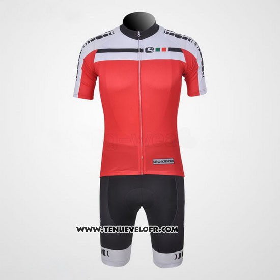 2011 Maillot Ciclismo Giordana Blanc et Rouge Manches Courtes et Cuissard