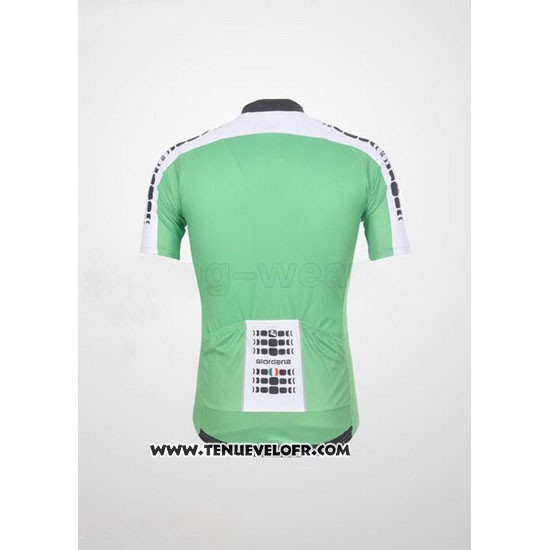 2011 Maillot Ciclismo Giordana Blanc et Vert Manches Courtes et Cuissard