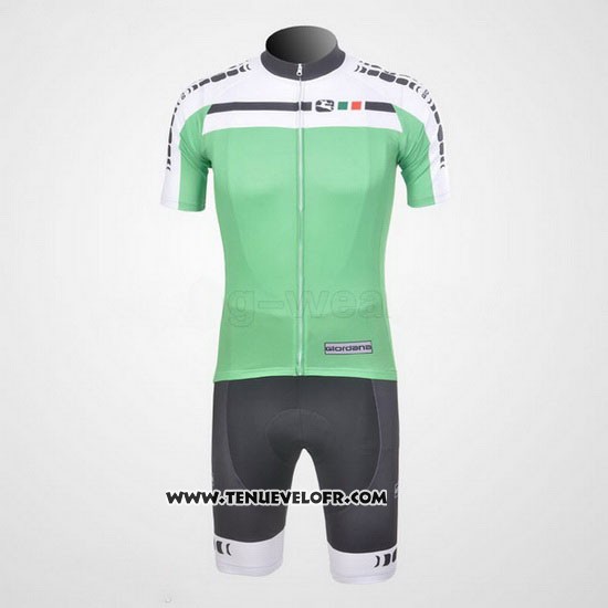 2011 Maillot Ciclismo Giordana Blanc et Vert Manches Courtes et Cuissard