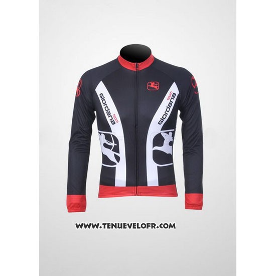 2011 Maillot Ciclismo Giordana Rouge et Noir Manches Longues et Cuissard