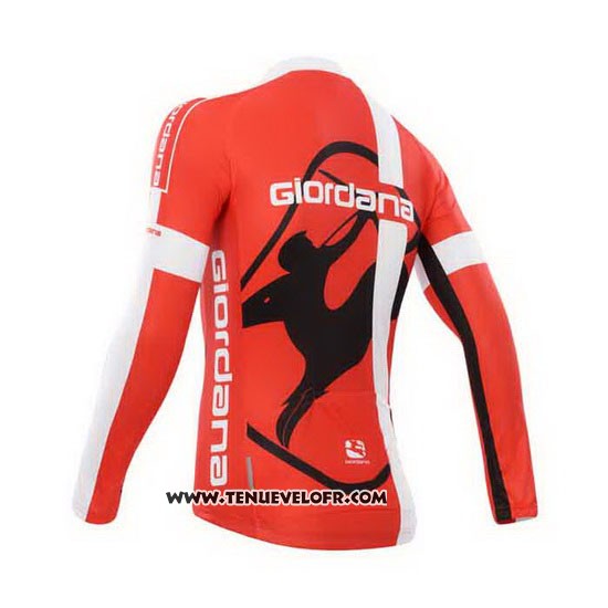 2014 Maillot Ciclismo Giordana Rouge et Blanc Manches Longues et Cuissard
