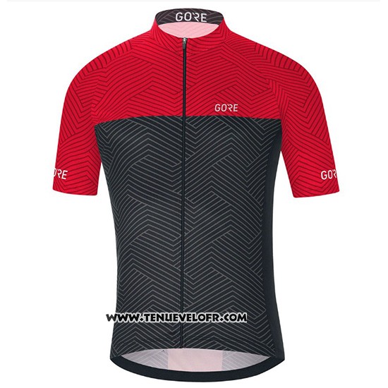 2018 Maillot Ciclismo Gore C3 Optiline Rouge et Noir Manches Courtes et Cuissard