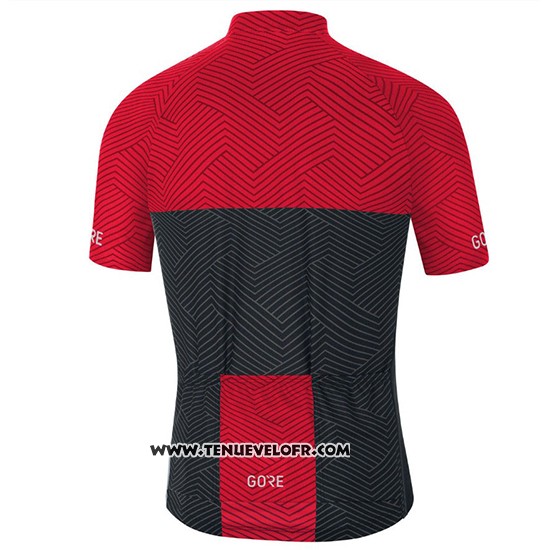 2018 Maillot Ciclismo Gore C3 Optiline Rouge et Noir Manches Courtes et Cuissard