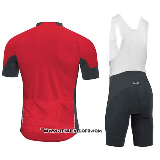 2018 Maillot Ciclismo Gore C7 Cc Noir et Rouge Manches Courtes et Cuissard