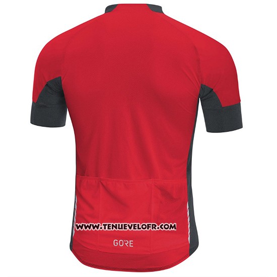 2018 Maillot Ciclismo Gore C7 Cc Noir et Rouge Manches Courtes et Cuissard