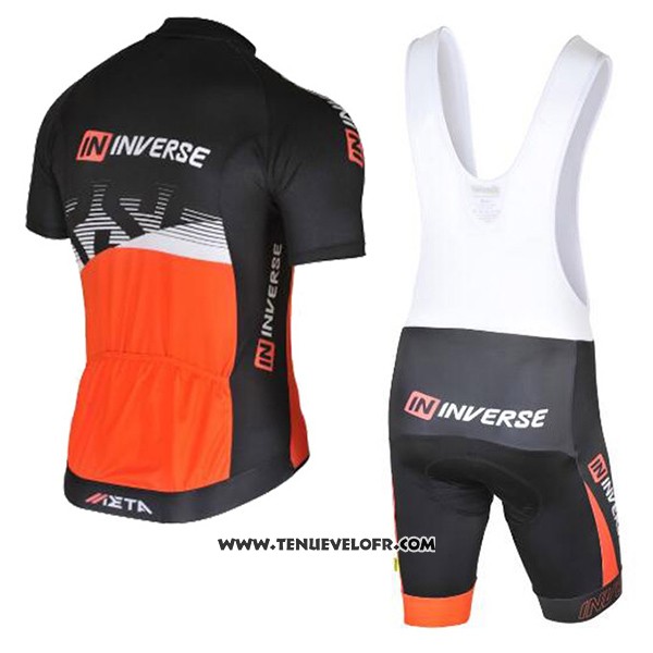 2017 Maillot Ciclismo Inverse Noir et Orange Manches Courtes et Cuissard
