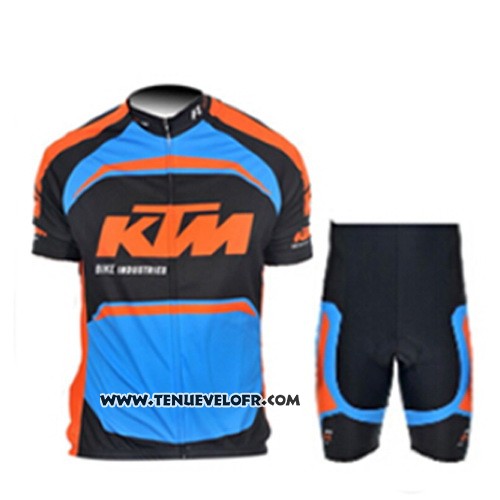 2015 Maillot Ciclismo KTM Bleu et Orange Manches Courtes et Cuissard