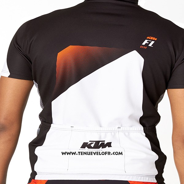 2016 Maillot Ciclismo KTM Blanc et Noir Manches Courtes et Cuissard