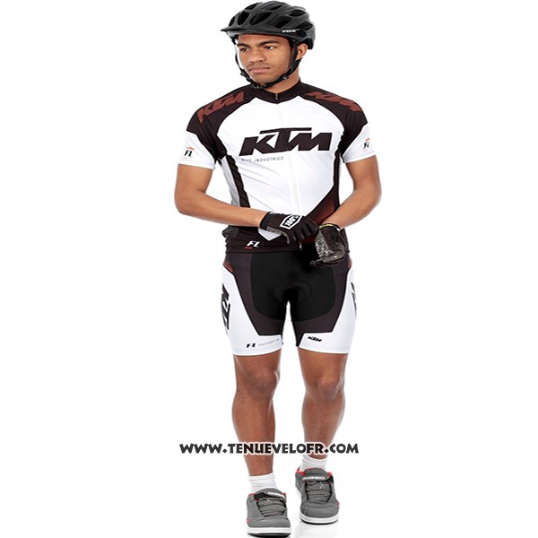 2016 Maillot Ciclismo KTM Blanc et Noir Manches Courtes et Cuissard