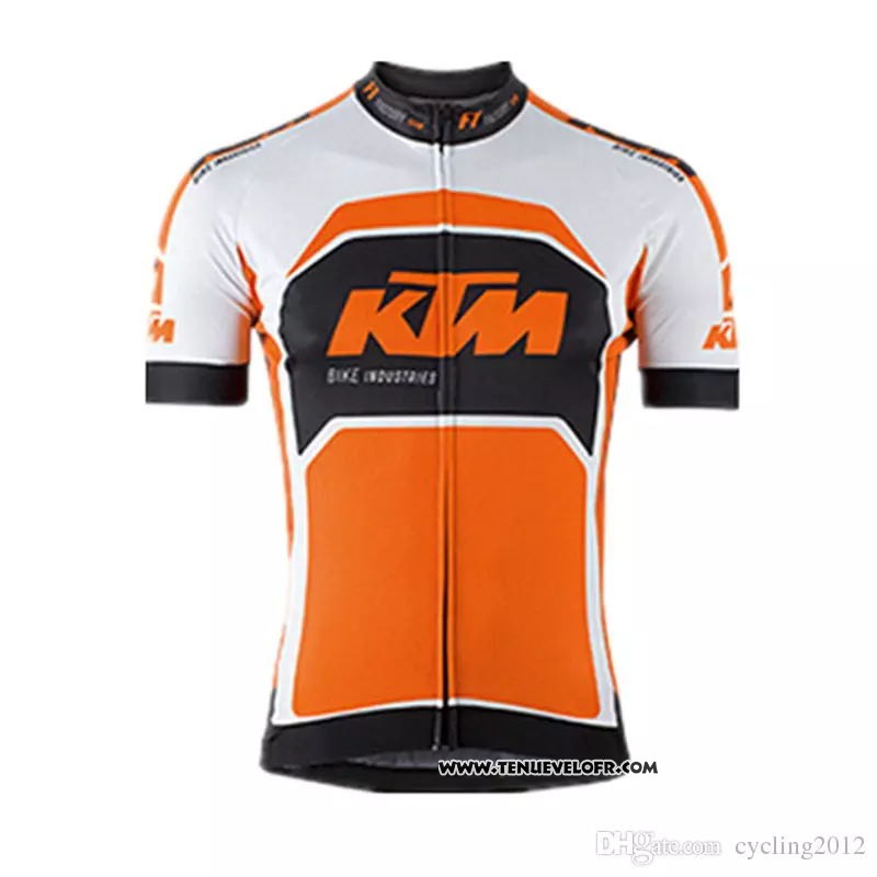 2018 Maillot Ciclismo KTM Blanc Orange Manches Courtes et Cuissard