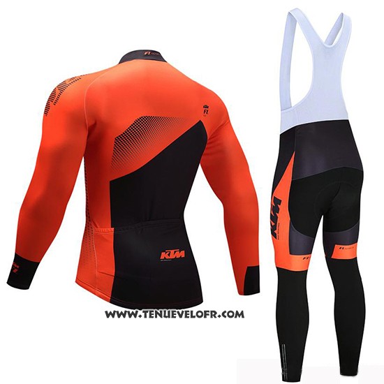 2019 Maillot Ciclismo KTM Noir Orange Manches Longues et Cuissard