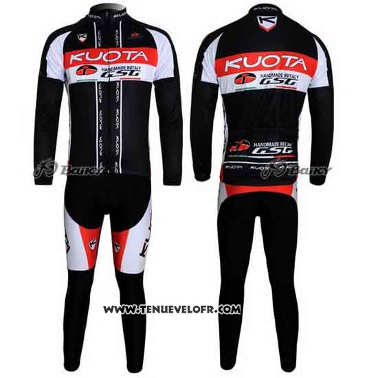 2011 Maillot Ciclismo Kuota Noir et Blanc Manches Longues et Cuissard