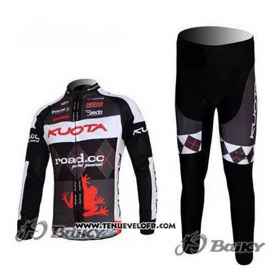2011 Maillot Ciclismo Kuota Noir et Gris Manches Longues et Cuissard